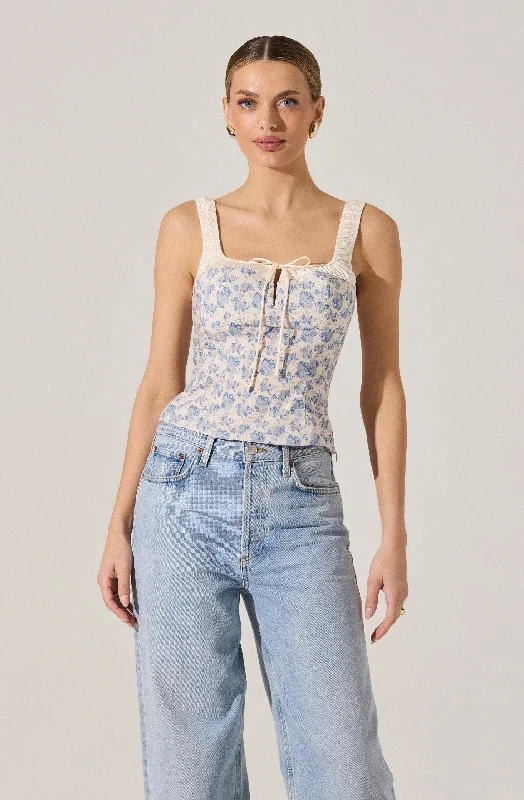 Floral Milkmaid Top Youthful Women's Anime - inspired