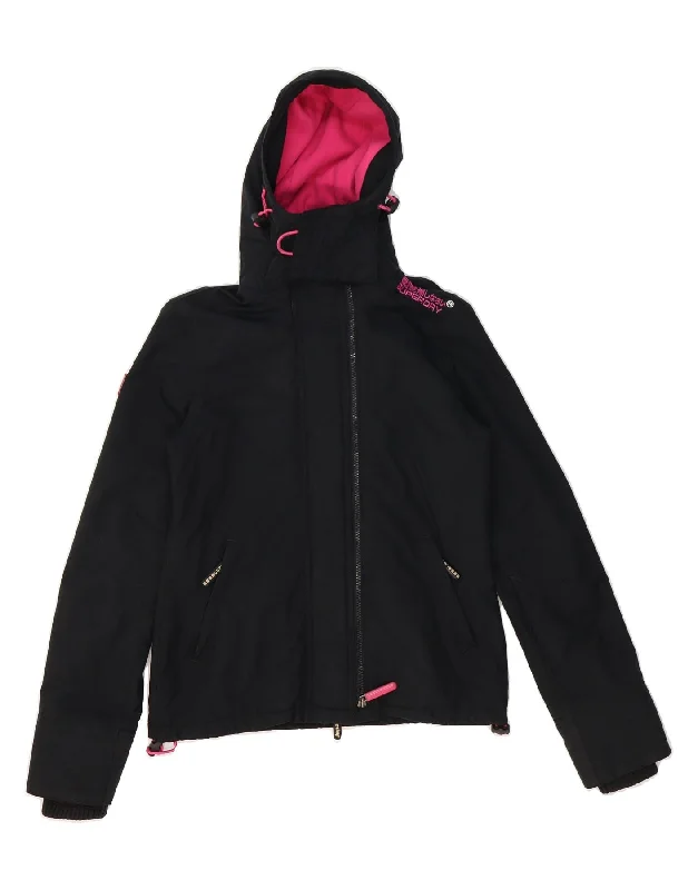 SUPERDRY Womens The Windcheater Hooded Windbreaker Jacket UK 6 XS Black Youthful Women's Pop SUPERDRY Womens The Windcheater Hooded Windbreaker Jacket UK 6 XS Black Youthful Women's Pop