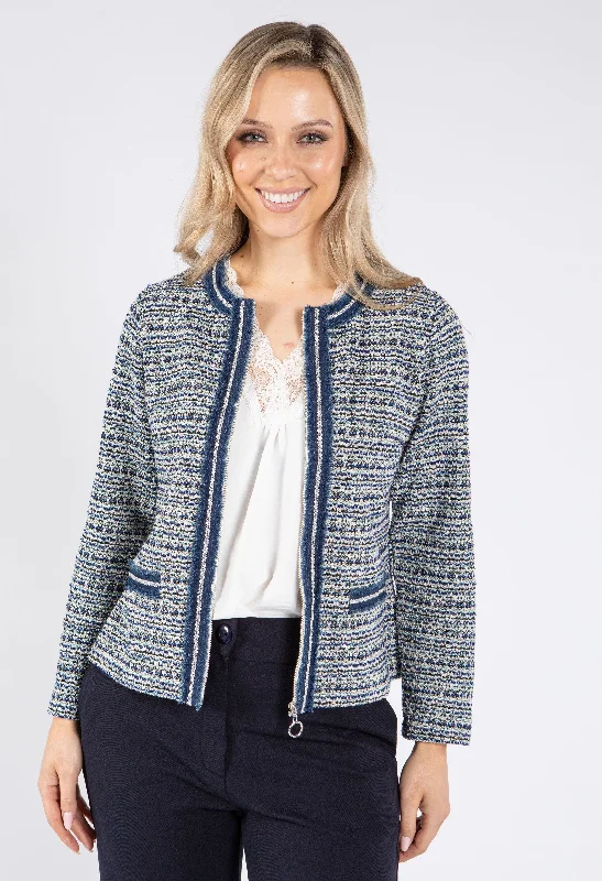 Designer Inspired Zip Up Tweed Jacket Casual Women's Loose - fitting