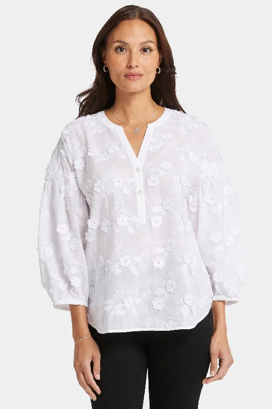 Paulina Peasant Blouse - Optic White Refined Women's Hand - crafted