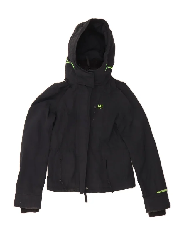 ABERCROMBIE & FITCH Womens Crop Windbreaker Jacket UK 10 Small Navy Blue Casual Women's Japanese ABERCROMBIE & FITCH Womens Crop Windbreaker Jacket UK 10 Small Navy Blue Casual Women's Japanese