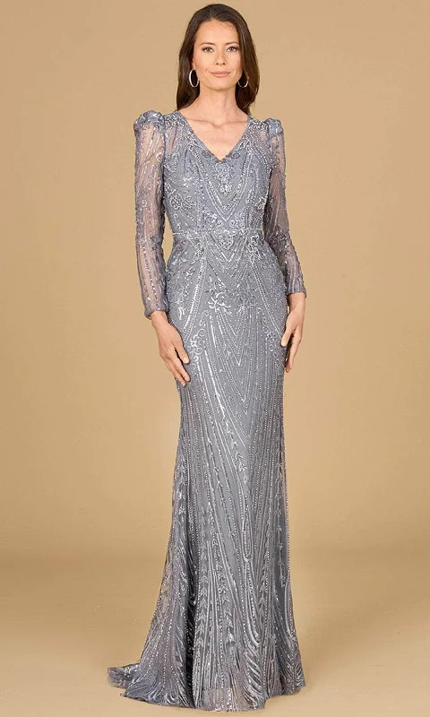 Lara Dresses 29156 - Embellished Puff Shoulder Evening Gown Bohemian Women's Free