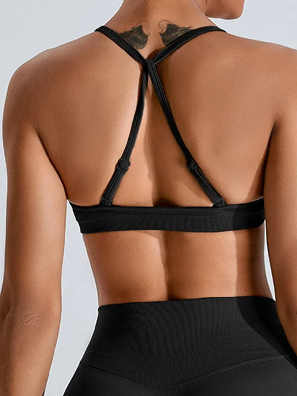 ZASUWA Female Beautiful Cross Back Front Folds Seamless Sports Bras Adventure