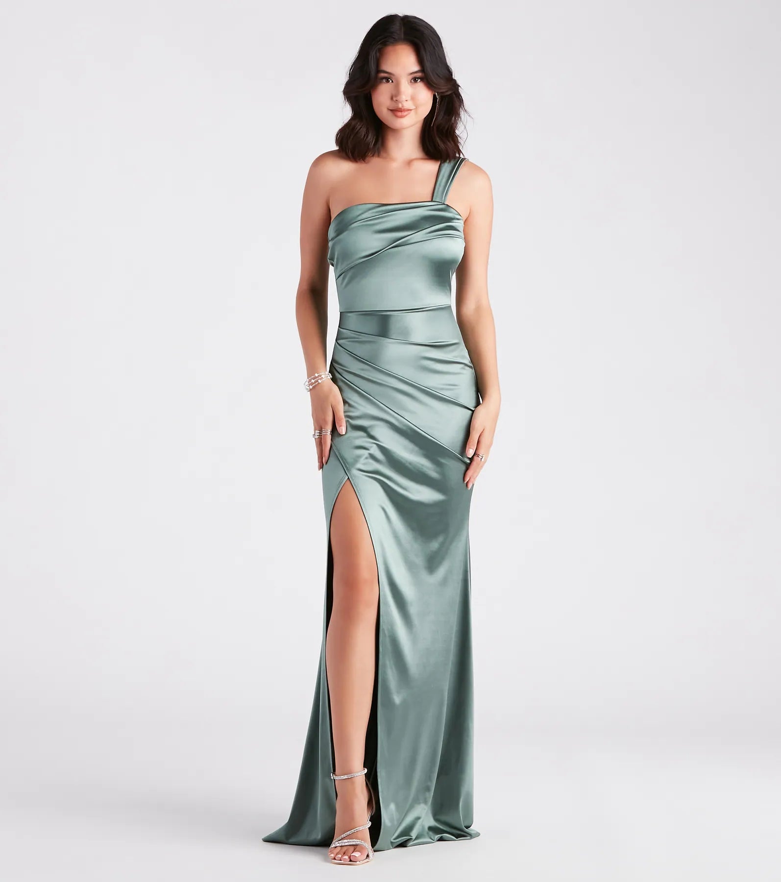 Kathie Formal Satin One-Shoulder Dress Youthful Women's Anime - inspired
