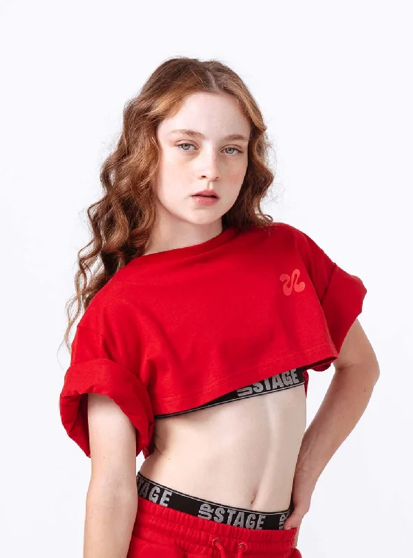 Girls Improv Crop Top Red Rugged Women's Outdoor 