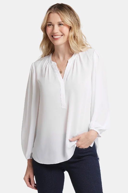 Puff Sleeve Popover Top - Optic White Cashmere