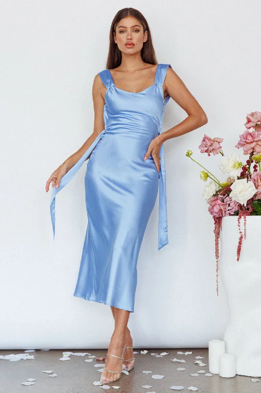 Amielle Open Back Midi Dress Blue Sharp Women's Italian