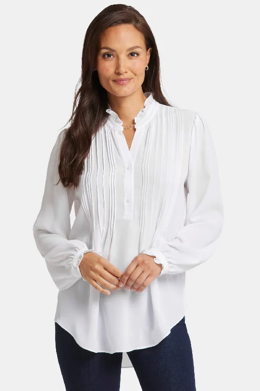 Pleated Front Tunic - Optic White Luxurious Women's High -  end