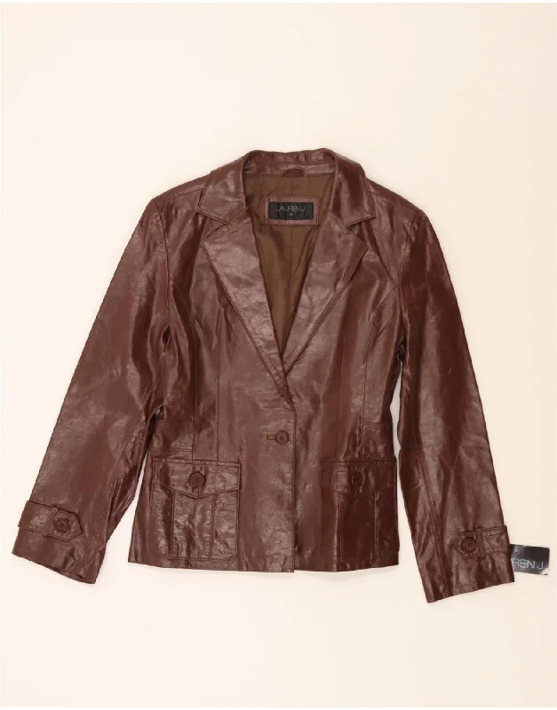 VINTAGE Womens Leather 1 Button Blazer Jacket UK 16 Large Brown Leather Classic Women's Tweed VINTAGE Womens Leather 1 Button Blazer Jacket UK 16 Large Brown Leather Classic Women's Tweed