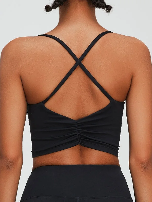 ZASUWA Female Beautify Cross Back Folds Sports Bras Minimalist Women's Casual