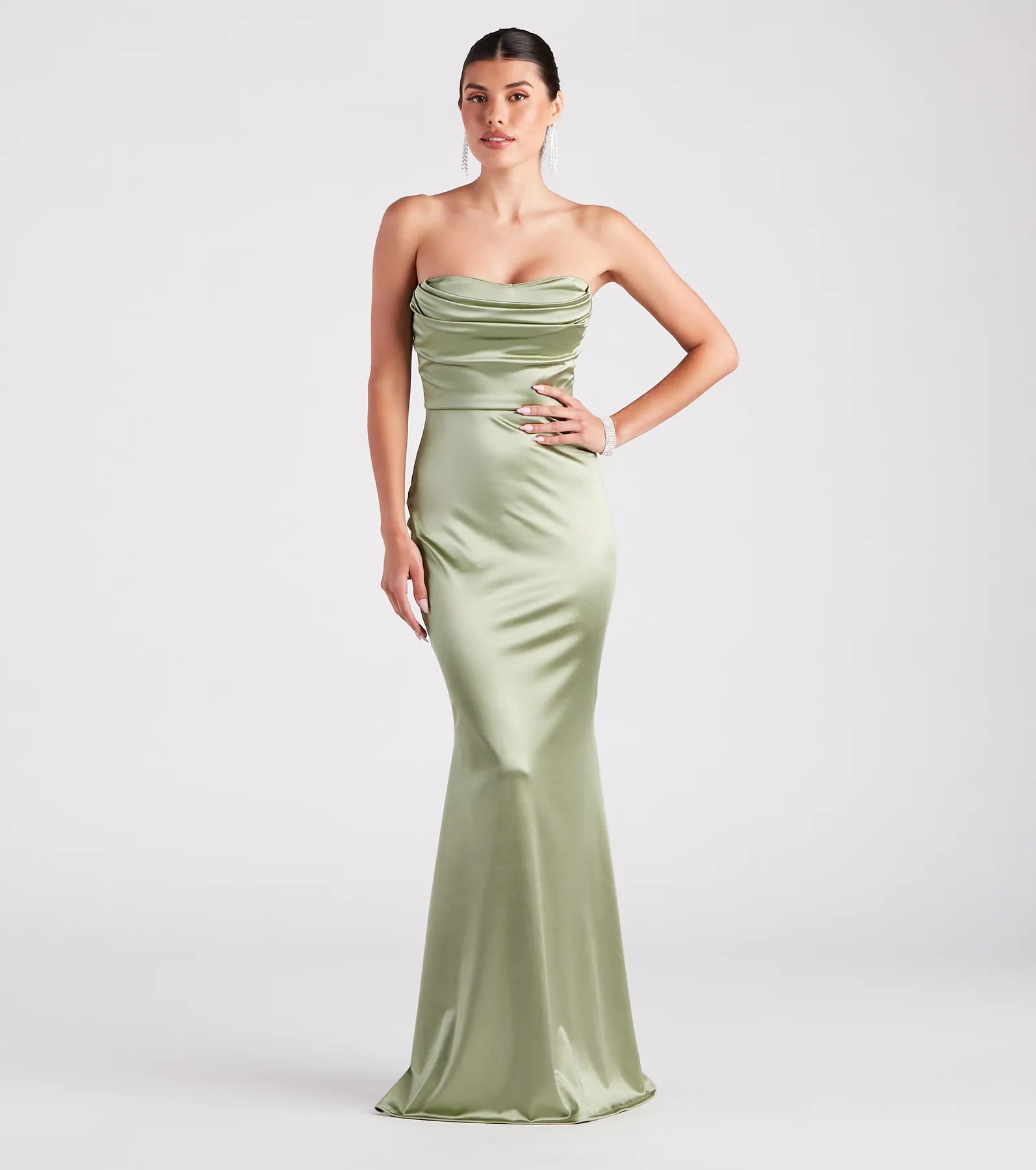 Priscilla Formal Satin Strapless Mermaid Dress Refined Women's Velvet