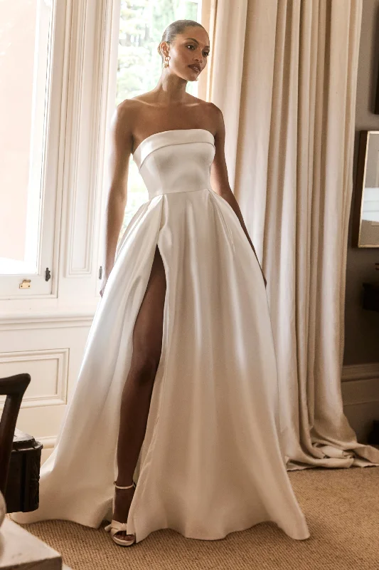 Eileen Strapless Wedding Gown - White Cashmere