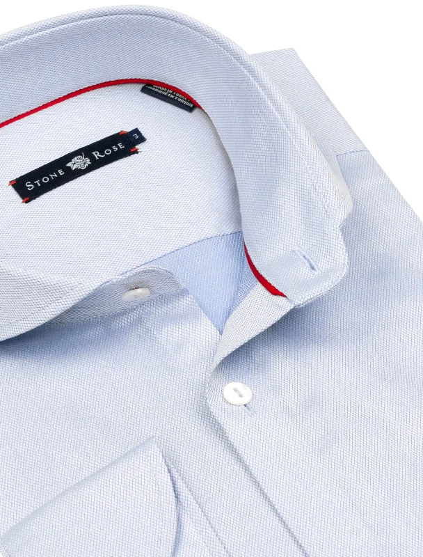Textured Button Up Shirt in Blue Sleek Women's 