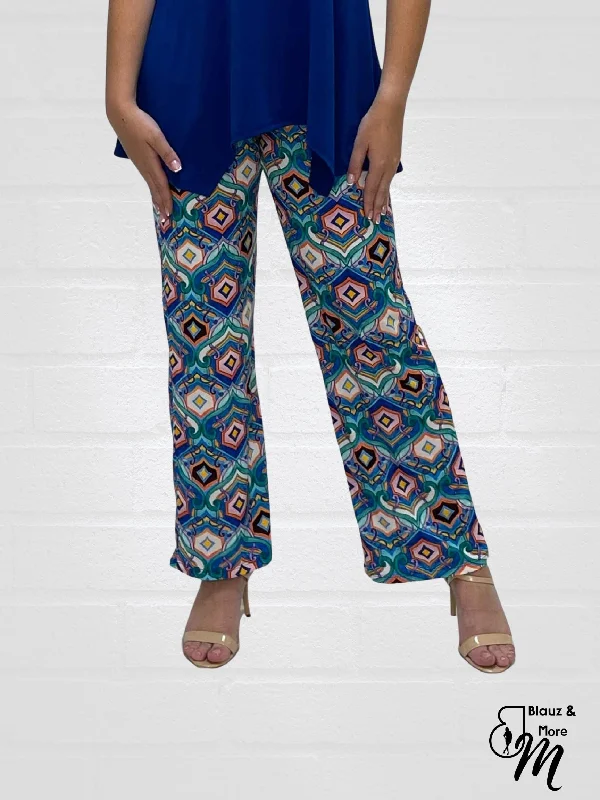 Mid Rise Straight Leg Pull-on Printed Palazzo - P2017 Trendy Women's Oversized