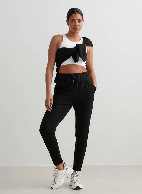 Black Comfy Modal Sweatpants Artistic Women's Hand - painted