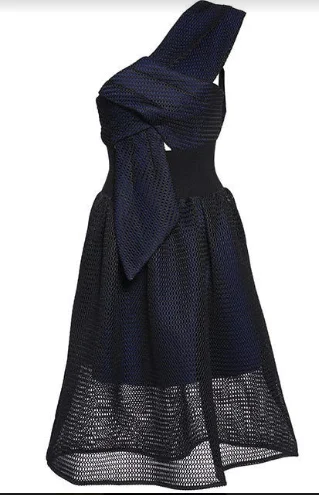 Self-Portrait One Shoulder Mesh Dress Sophisticated Women's 