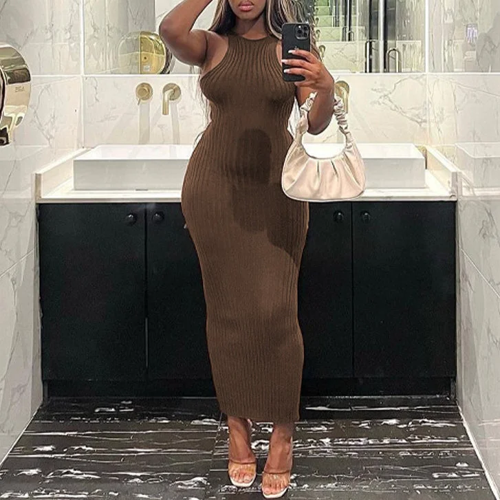 Hollow Strip Backless Sleeveless Solid Color Sheath Dress Wholesale Dresses Dapper Women's 1920S Hollow Strip Backless Sleeveless Solid Color Sheath Dress Wholesale Dresses Dapper Women's 1920S