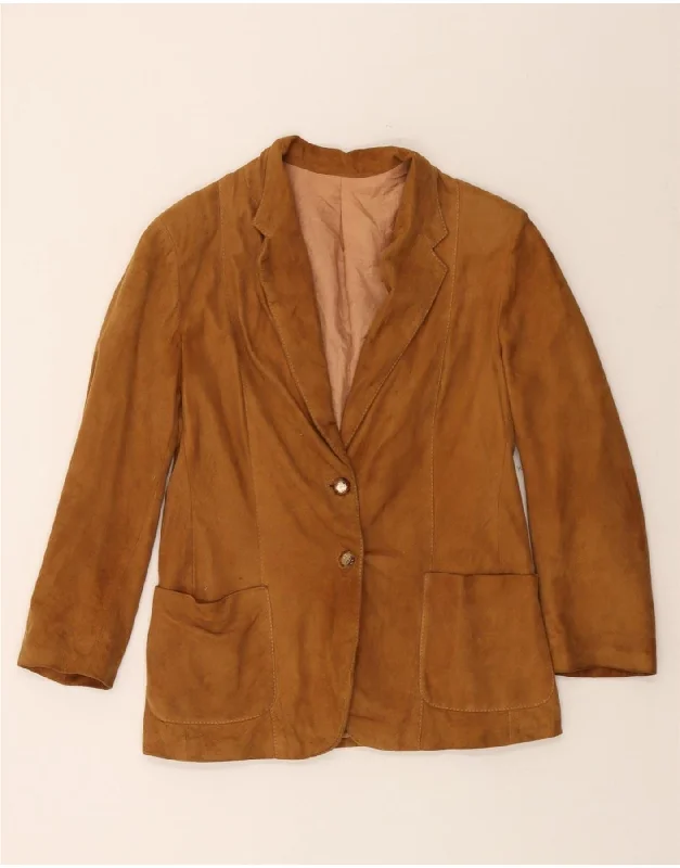 VINTAGE Womens Suede 2 Button Blazer Jacket UK 8 Small Brown Laid - back Women's Style VINTAGE Womens Suede 2 Button Blazer Jacket UK 8 Small Brown Laid - back Women's Style