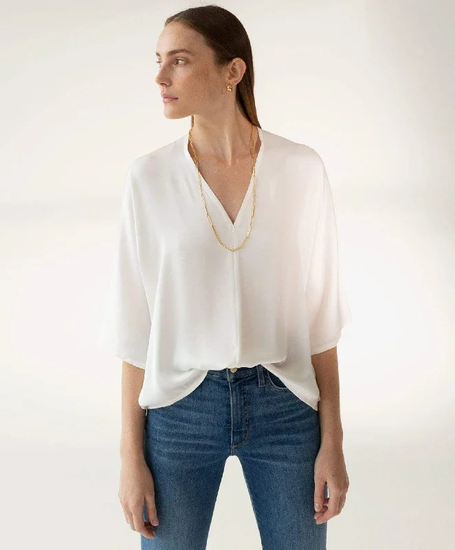 Satin V Pullover Sophisticated Women's Tailored