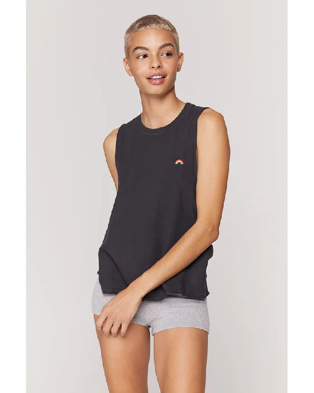 Spiritual Gangster Light Surplice Back Swing Tank - Womens - Vintage Black Dynamic Women's Moto
