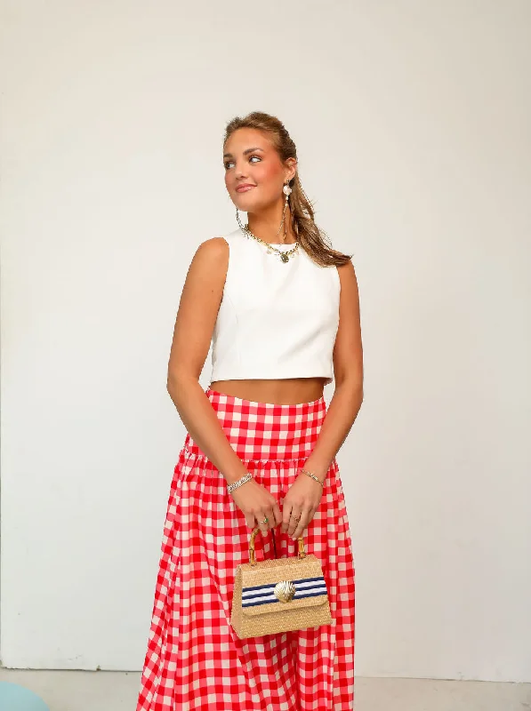 Coco Maxi Skirt - Red Check Cool Women's Distressed