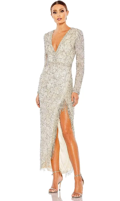 Mac Duggal 5741 - Cap Sleeves Beaded Sheath Dress Monochromatic Office Style