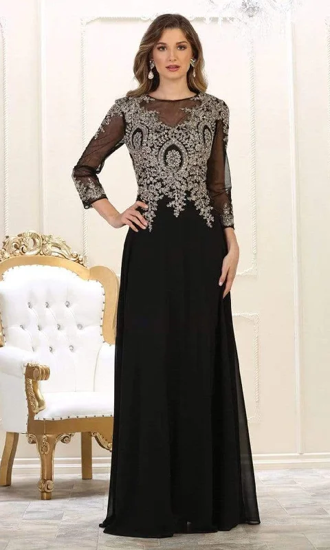 May Queen - MQ1549 Embroidered Long Sleeve Sheath Dress Practical Women's Multi - 