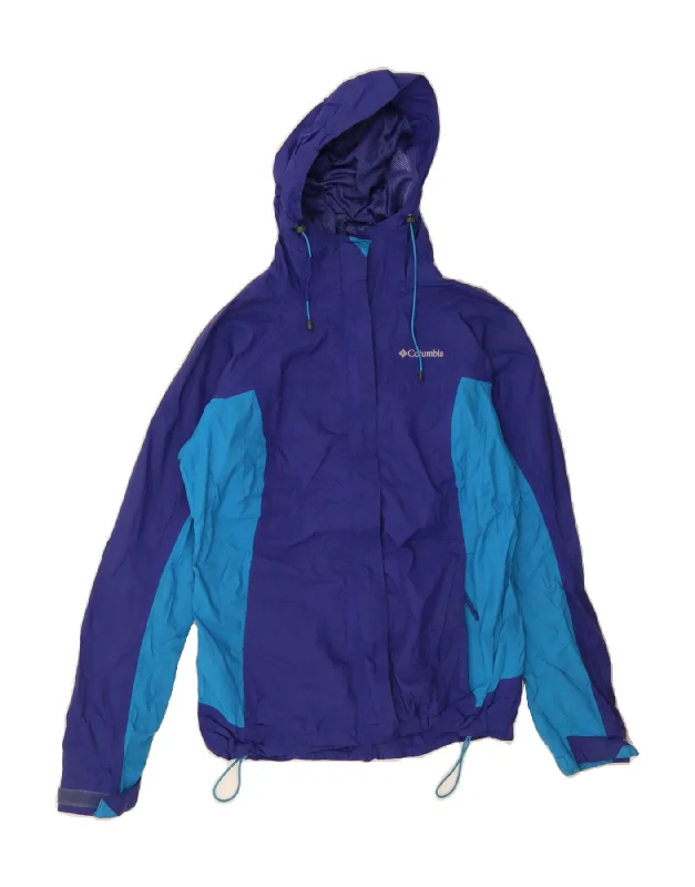 COLUMBIA Womens Oversized Rain Jacket UK 10 Small Navy Blue Colourblock Edgy Women's Punk COLUMBIA Womens Oversized Rain Jacket UK 10 Small Navy Blue Colourblock Edgy Women's Punk