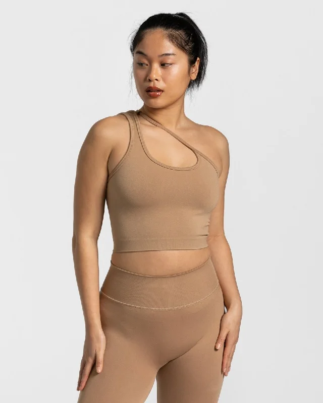 Sassy One Shoulder Top "Beige" Adventure