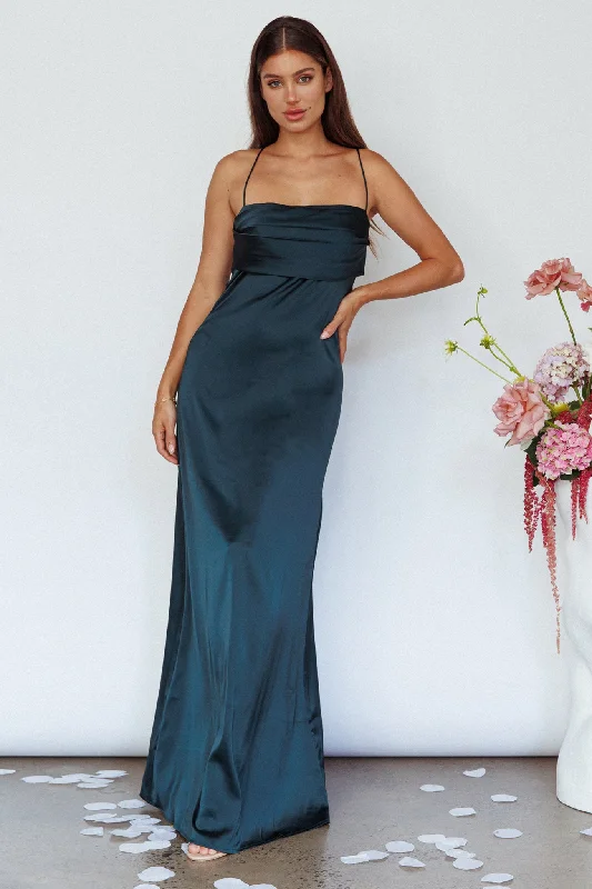 Love Letters Strappy Cowl Back Dress Teal Confident Women's Power