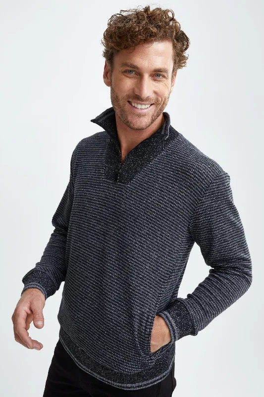 Black Quarter Zip Knit Sweater Feminine Women's Style 