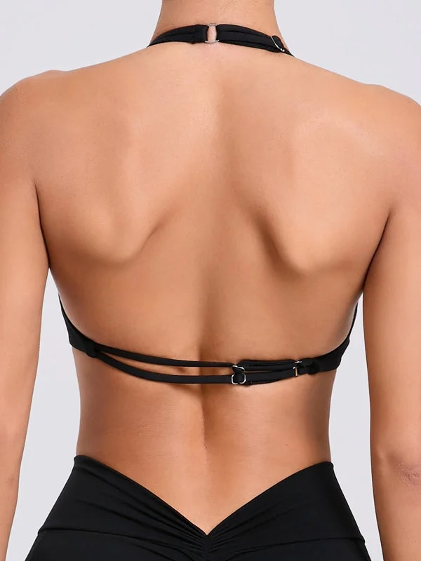 ZASUWA Female Front Folds Backless Halter Quick-dry Sports Bras Dynamic Women's Moto