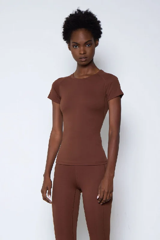 ESSENTIAL CREWNECK TOP-CHOCOLATE Bold Women's Animal Print