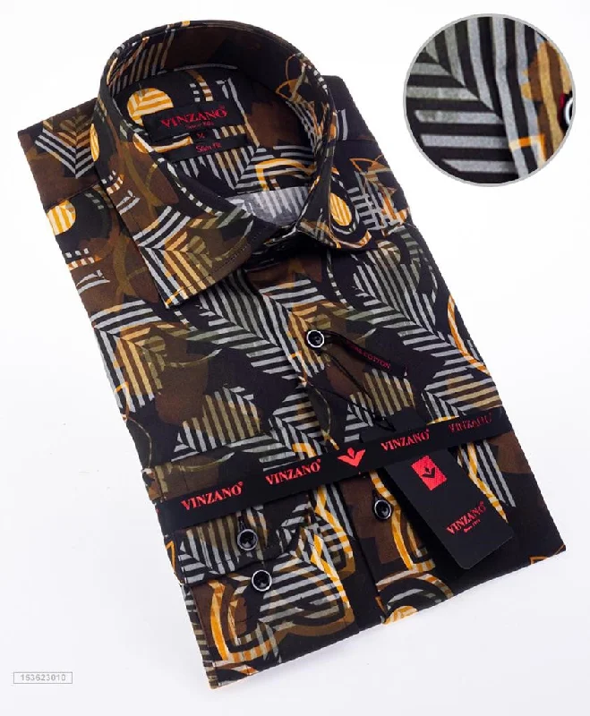 Designer Shirt abstract Brown Disco