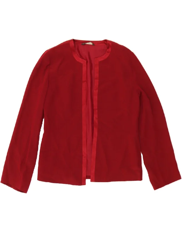 LAURA ASHLEY Womens Open Blazer Jacket UK 10 Small Red Acetate Street