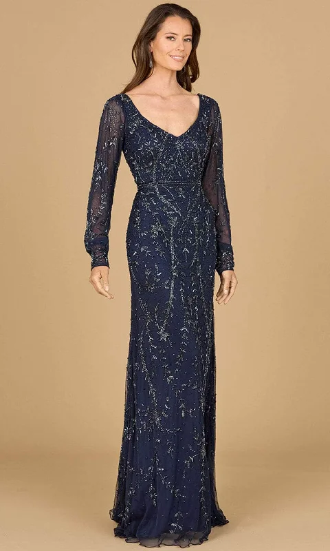 Lara Dresses 29120 - Bishop Sleeve Beaded Evening Gown Feminine Women's Soft 
