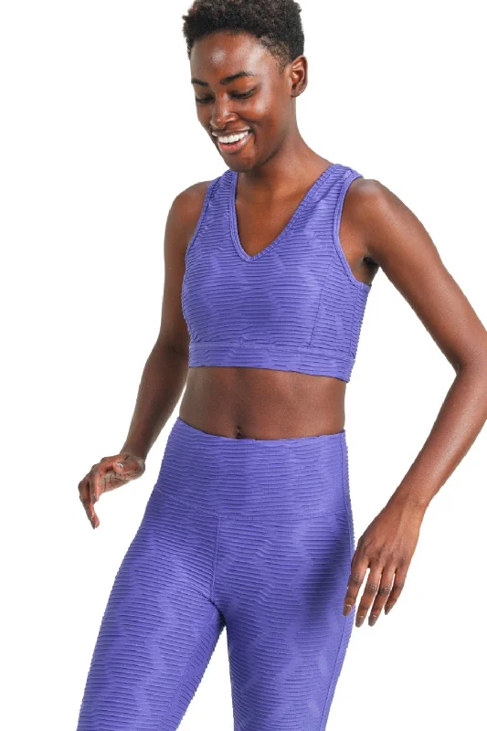 Mono B GEO Textured V Neck  Bra Top AT8060 Modern Women's Tech