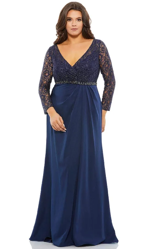 Mac Duggal 67898 - Illusion Long Sleeve V Neck Dress Sleek Women's 