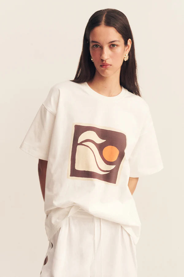 VESPERTINE OVERSIZED BOYFRIEND TSHIRT - IVORY/MULTI Practical Women's Quick - dry