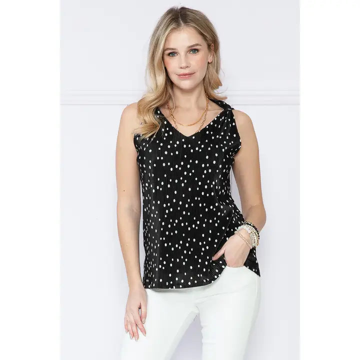 Ribbed Polka Dot Tank Top Bold Women's Animal Print