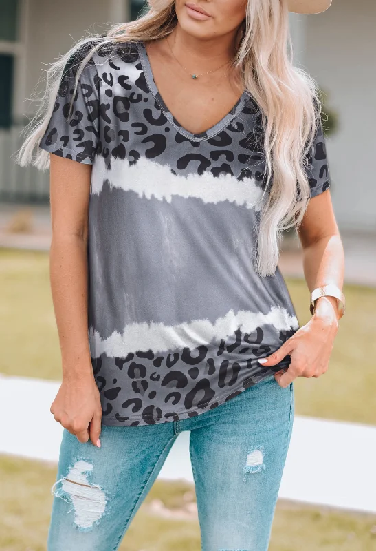 Leopard V-Neck Tee Shirt garde