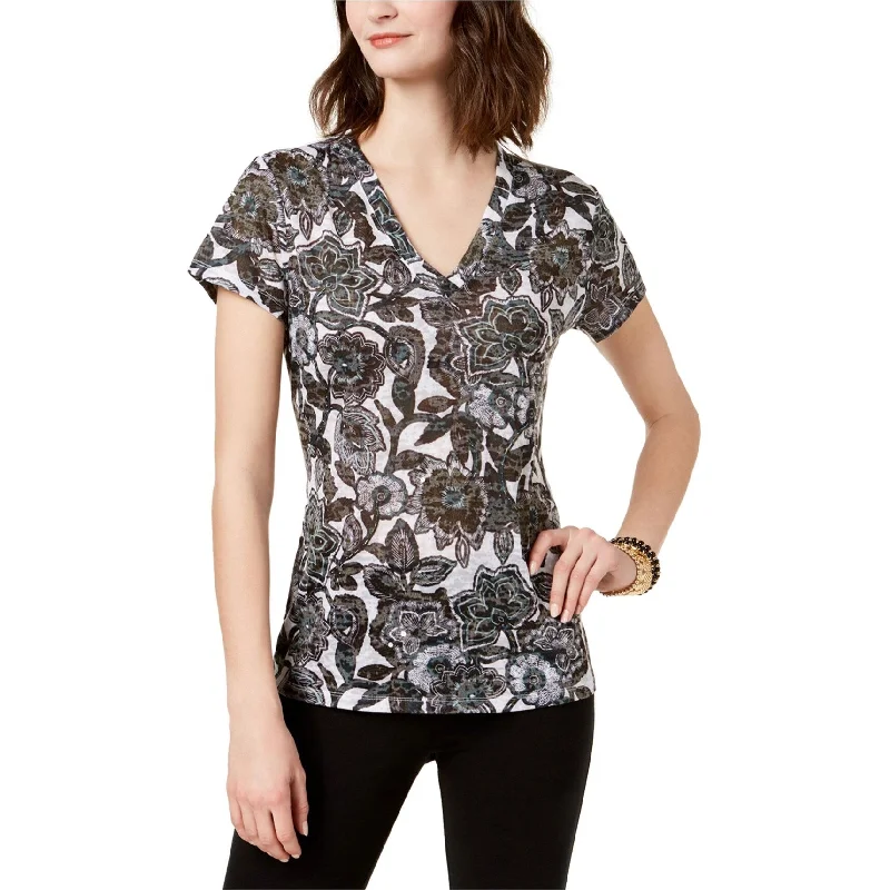 I-N-C Womens SS Basic T-Shirt, Black, Small Minimalist Women's Casual