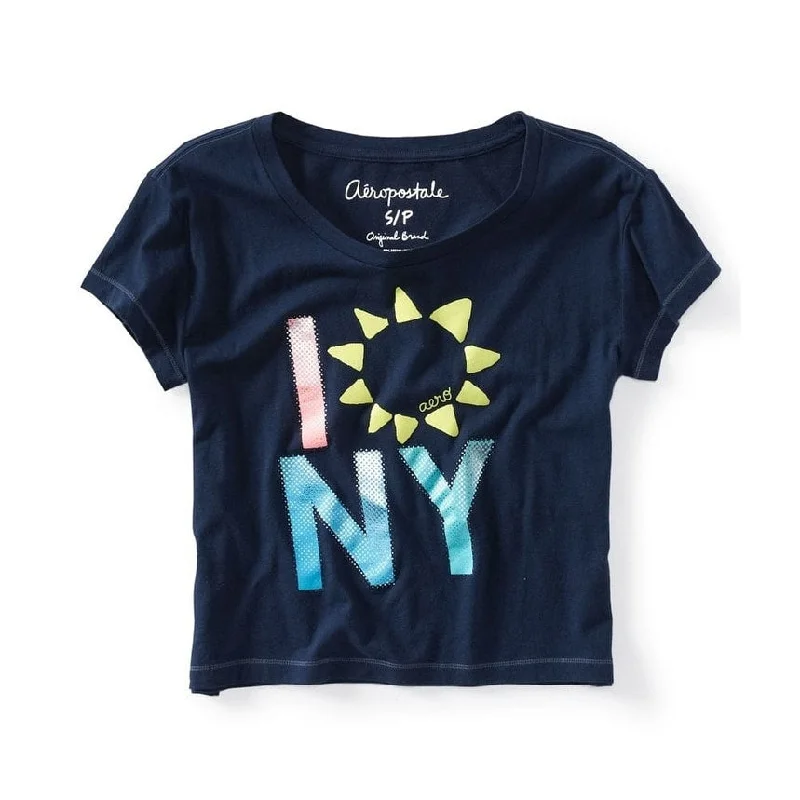 Aeropostale Womens Sunflower Graphic T-Shirt, Blue, X-Large Cool Women's Distressed