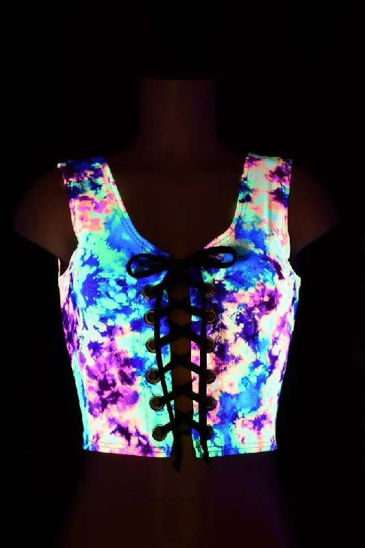 Acid Splash Lace Up Crop Tank Earthy Women's 