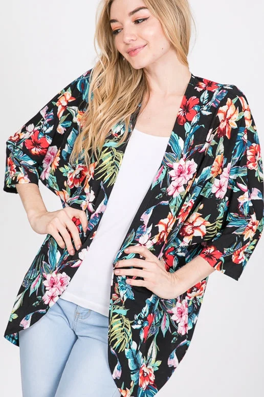 Lime N Chili Tropical Floral Kimono Sustainable Organic