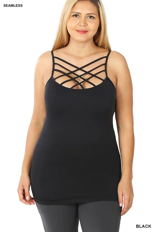 Tripe Criss Cross Front Cami Trendy Women's 