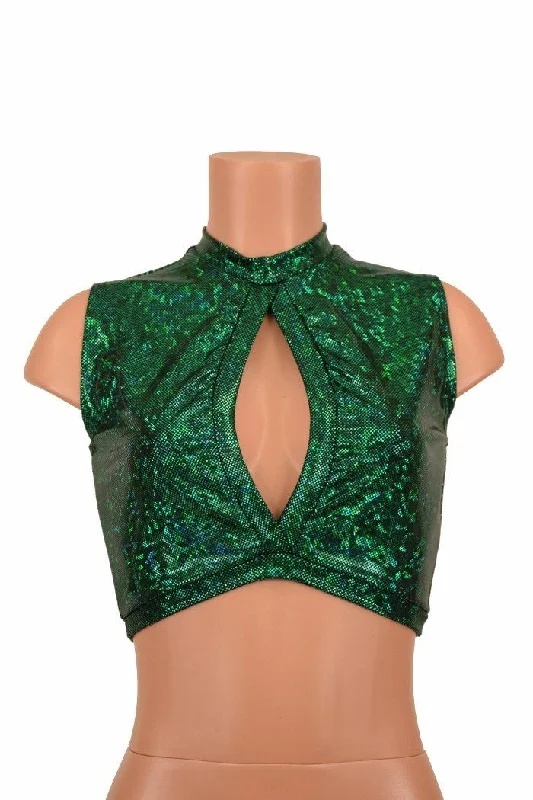 Sleeveless Keyhole Top in Green Sleek Women's 