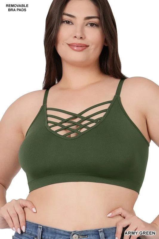 V Lattice Bralette Curvy Practical Women's Multi - 