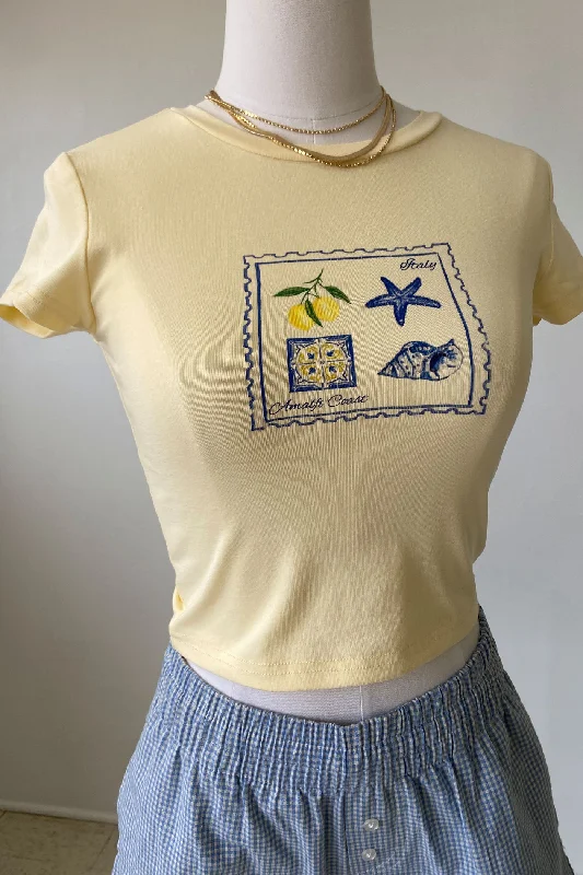 Amalfi Coast Postcard Graphic Baby Tee Sporty Women's Athleisure 