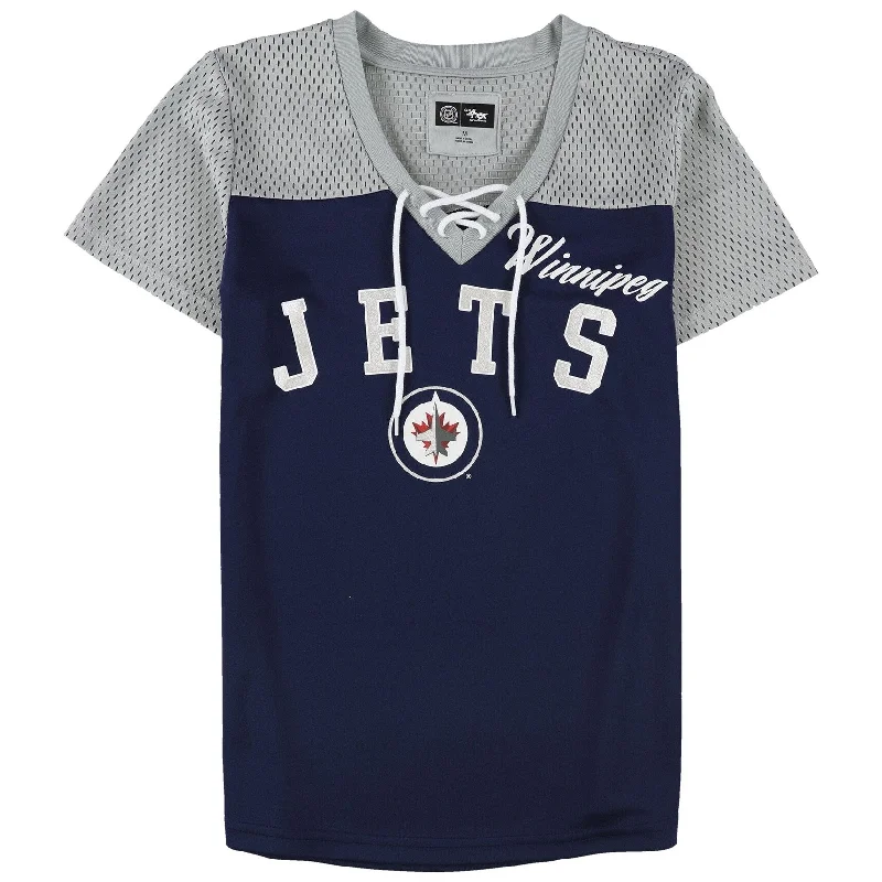 G-III Sports Womens Winnipeg Jets Graphic T-Shirt, Blue, Medium Gym